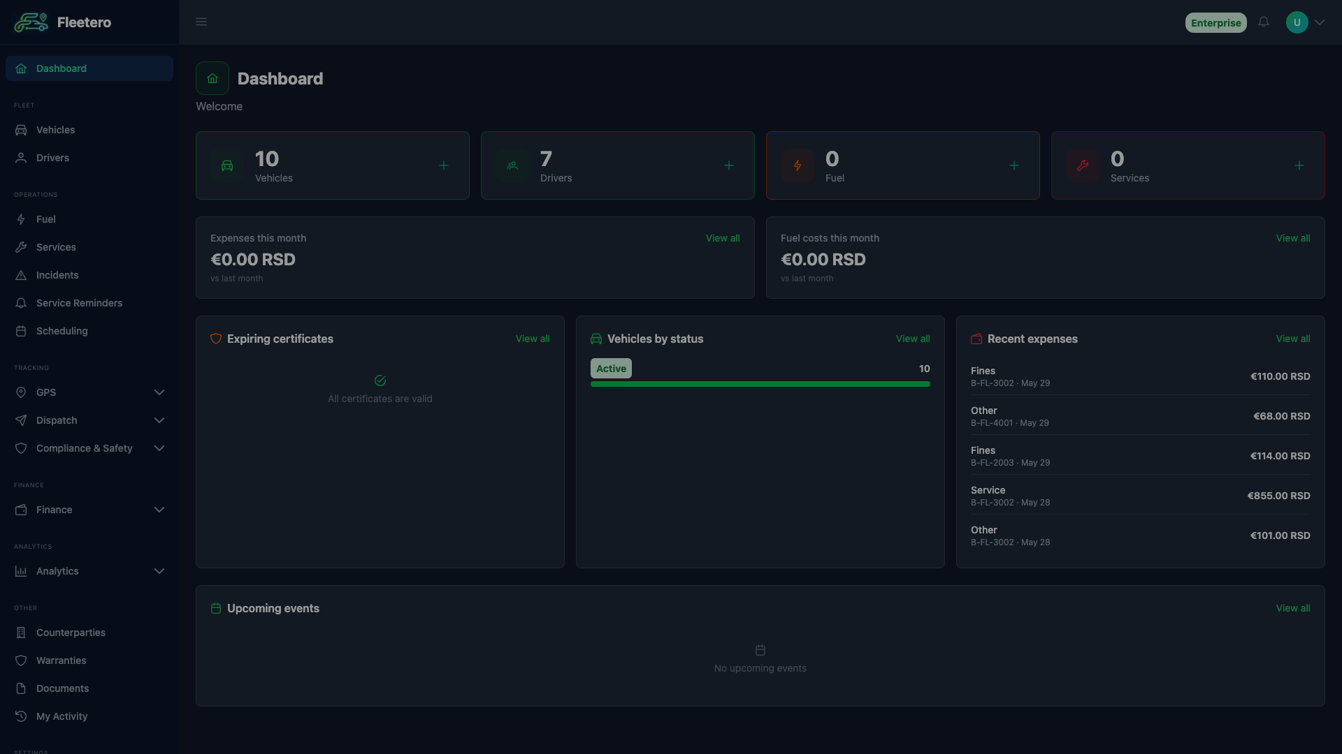 Fleetero Dashboard